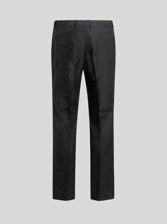 Etro Floral Leafy Jacquard Pants In Schwarz