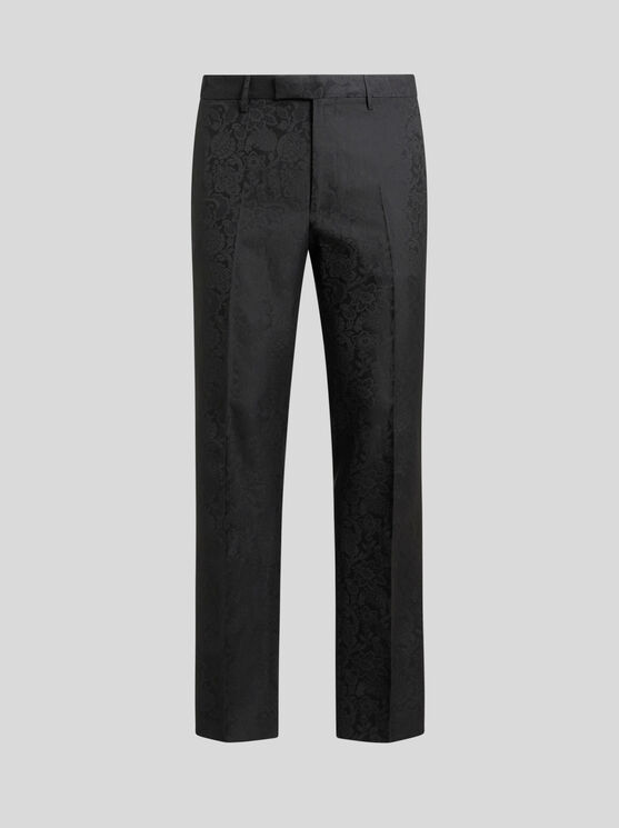 Etro Floral Leafy Jacquard Pants In Schwarz