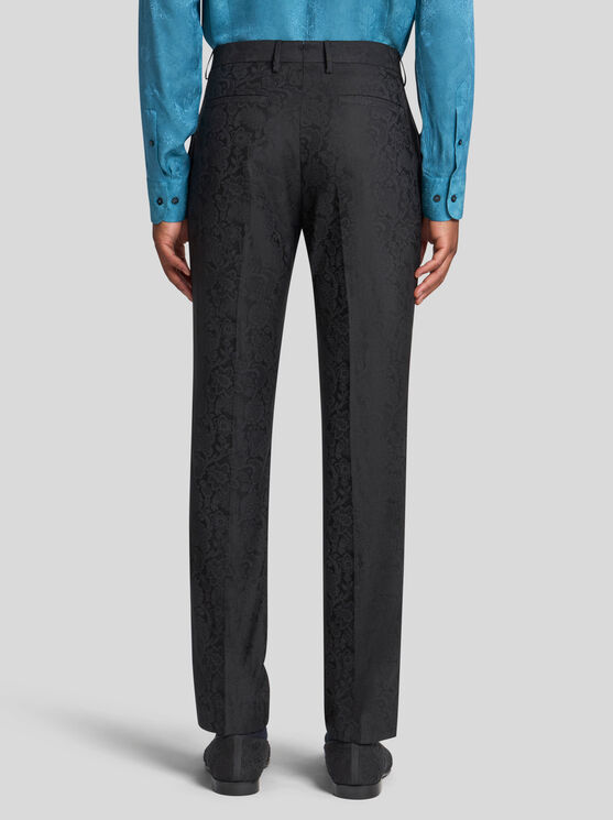 Etro Floral Leafy Jacquard Pants In Schwarz