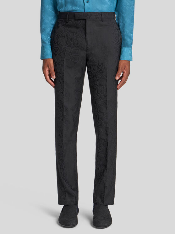 Etro Floral Leafy Jacquard Pants In Schwarz