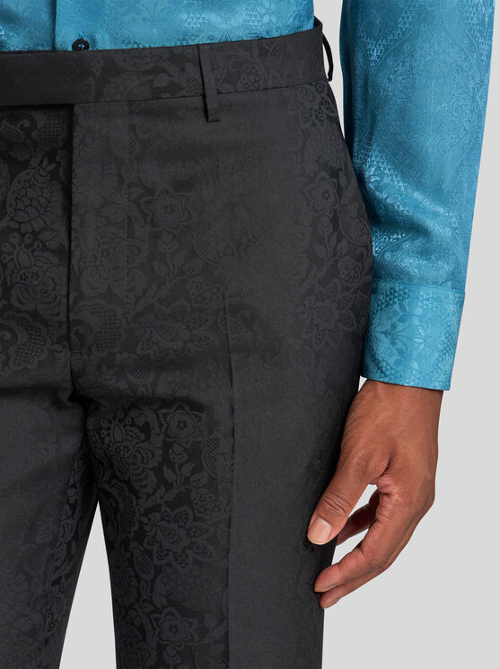 Etro Floral Leafy Jacquard Pants In Schwarz