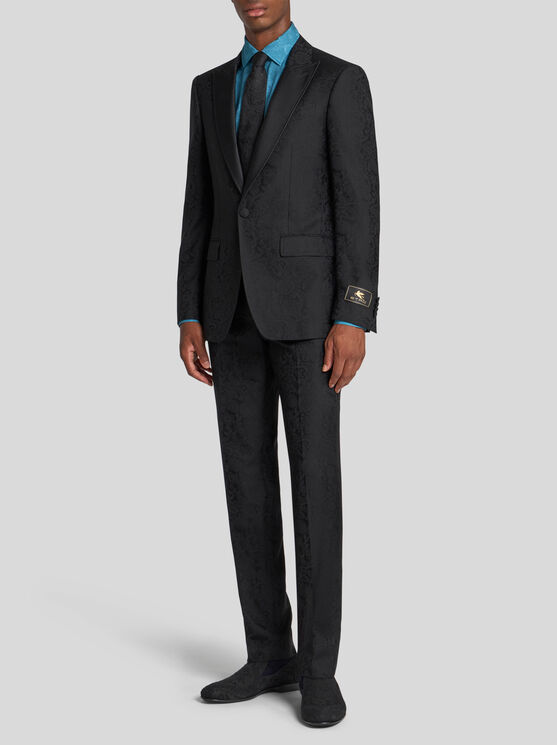Etro Floral Leafy Jacquard Pants In Schwarz
