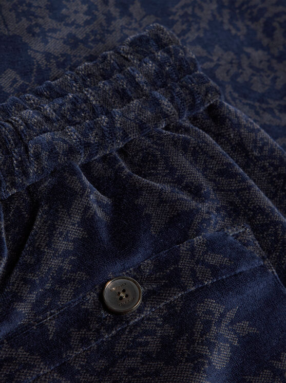 Shop Etro Paisley Trousers In Navy Blue