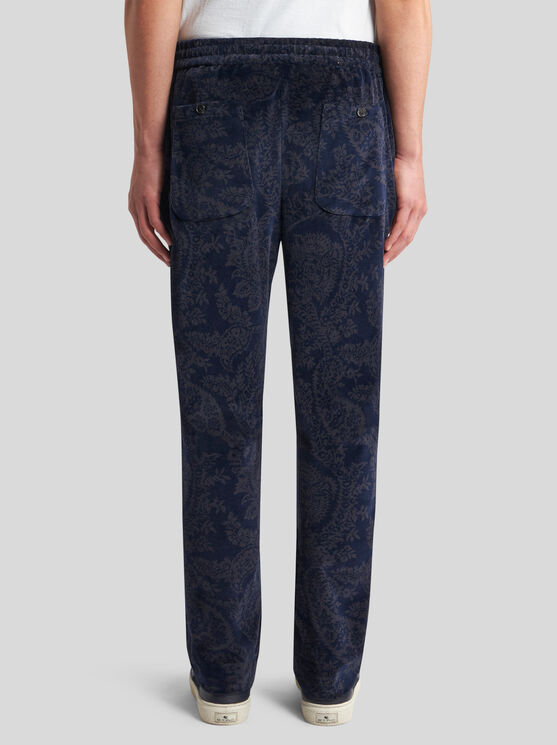 Shop Etro Paisley Trousers In Navy Blue