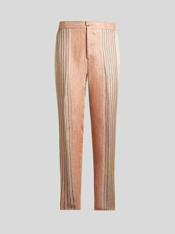 Etro Striped Cotton Jogging Trousers In Beige