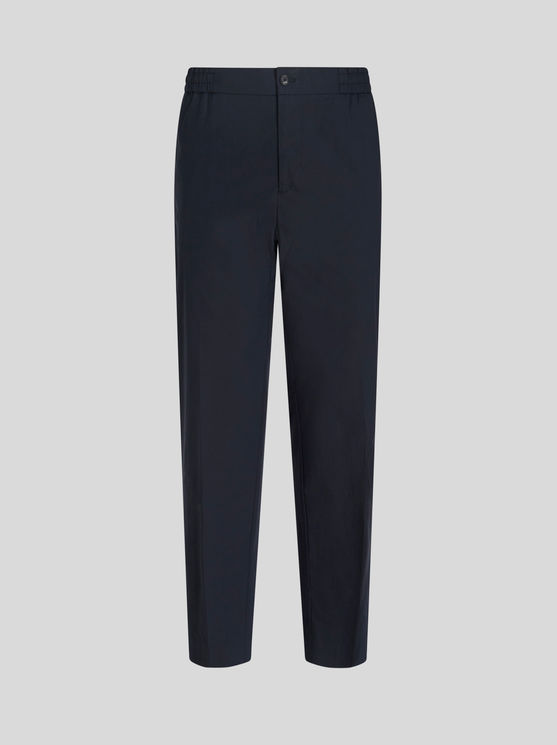 Etro , Stretch Cotton Trousers, Man, Navy Blue, Size 60 In Navy Blue
