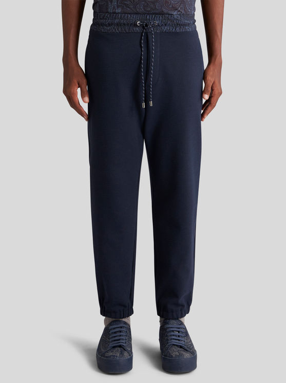 Shop Etro Jersey Jogging Trousers In Navy Blue