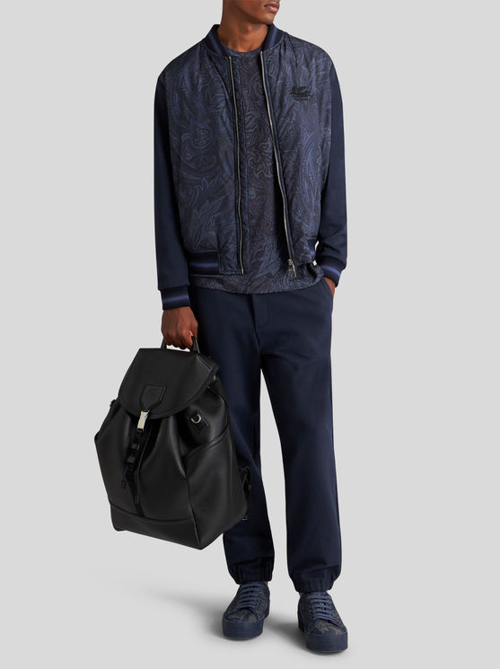 Shop Etro Jersey Jogging Trousers In Navy Blue