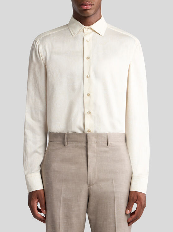 Etro Long-sleeve Cotton Shirt In Beige