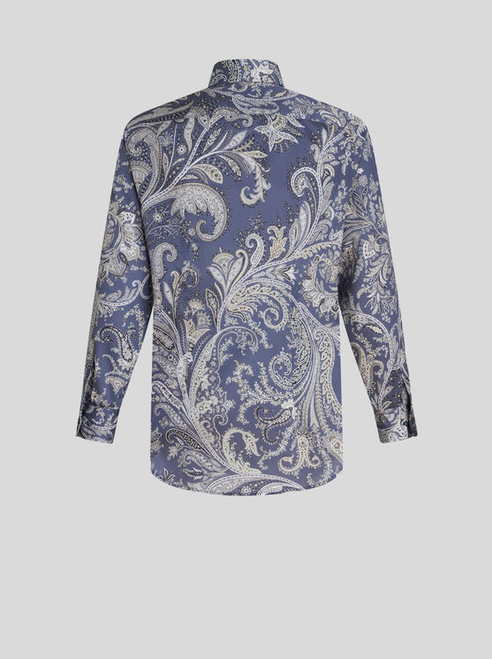 Shop Etro Paisley Cotton Shirt In Light Blue