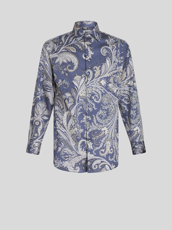 Shop Etro Paisley Cotton Shirt In Light Blue