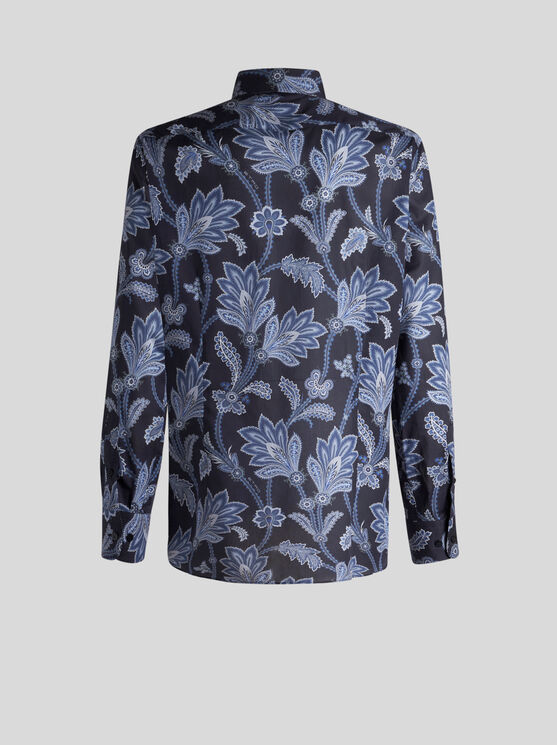 Shop Etro Floral Shirt In Navy Blue