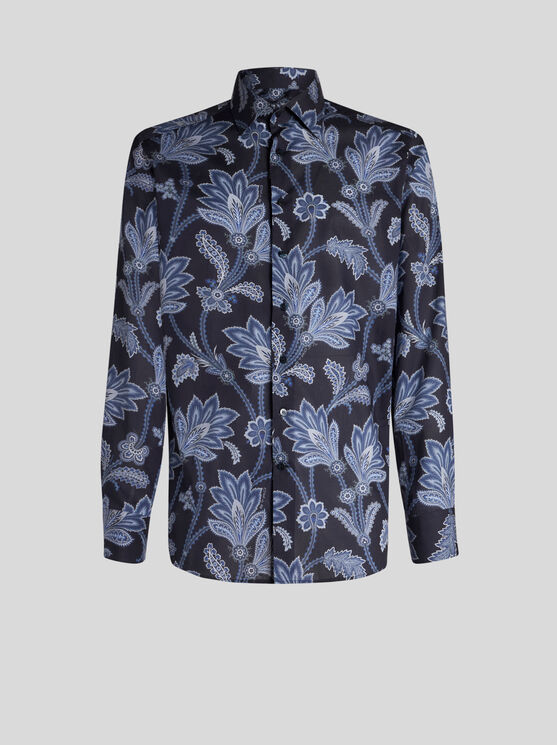 Shop Etro Floral Shirt In Navy Blue