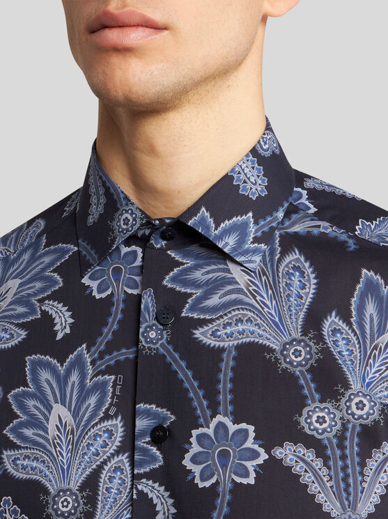 Shop Etro Floral Shirt In Navy Blue