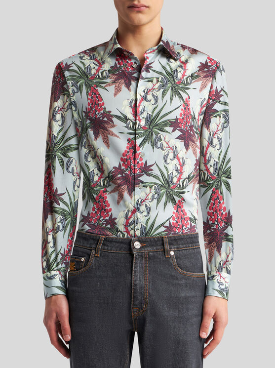 Shop Etro Shirt With Foliage Print In Multicolour