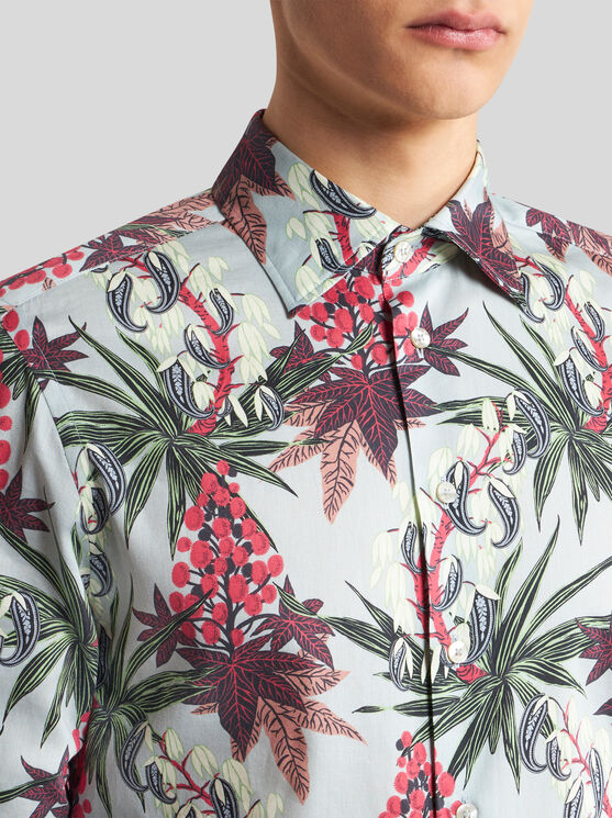 Shop Etro Shirt With Foliage Print In Multicolour