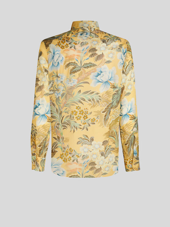 Shop Etro Floral Cotton Shirt In Yellow