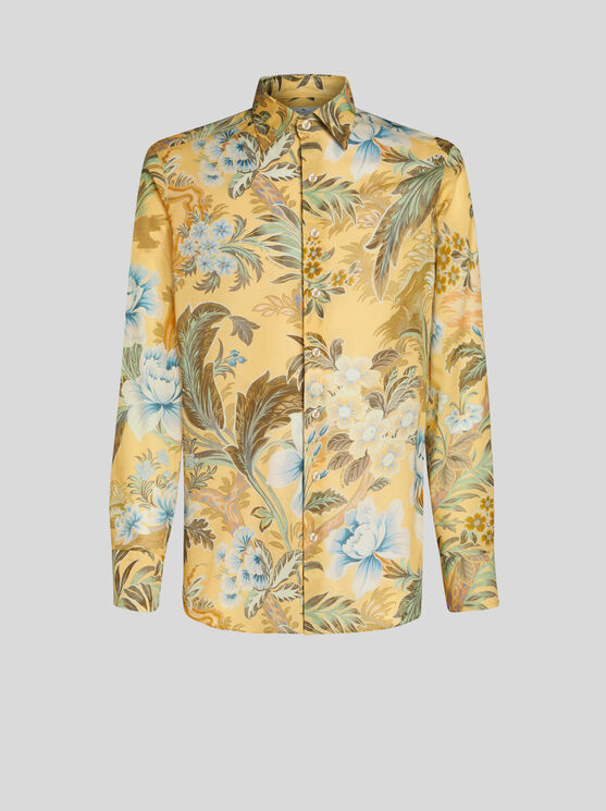 Shop Etro Floral Cotton Shirt In Yellow