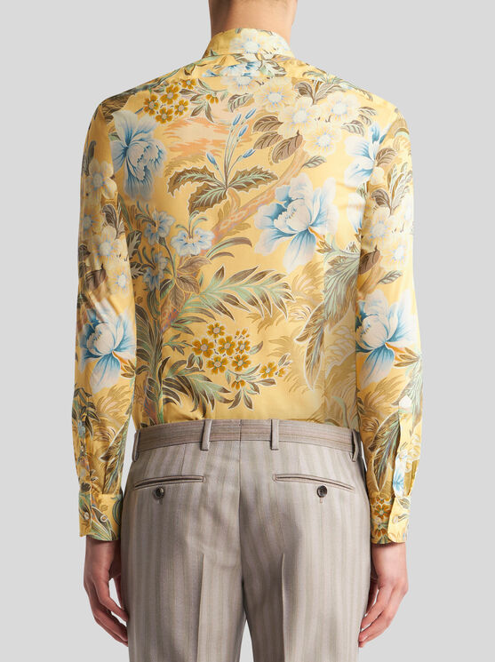 Shop Etro Floral Cotton Shirt In Yellow