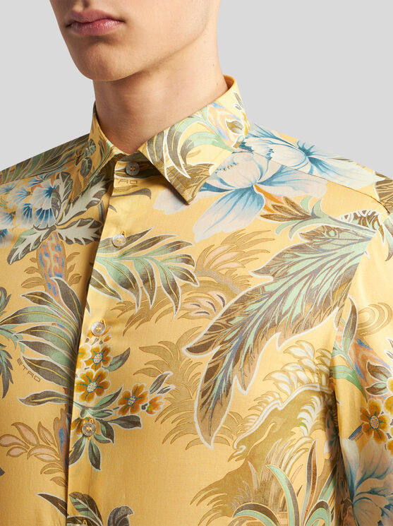 Shop Etro Floral Cotton Shirt In Yellow