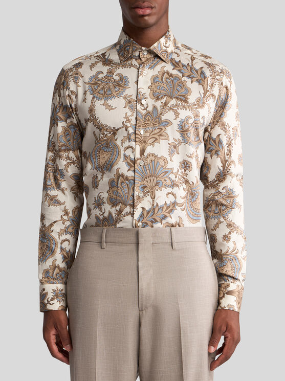 Etro Shirt With Maxi Flowers In Beige