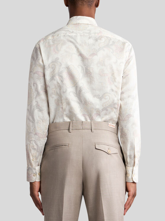 Etro , Maxi Flower Paisley Shirt, Man, Grey, Size 48 In Grey