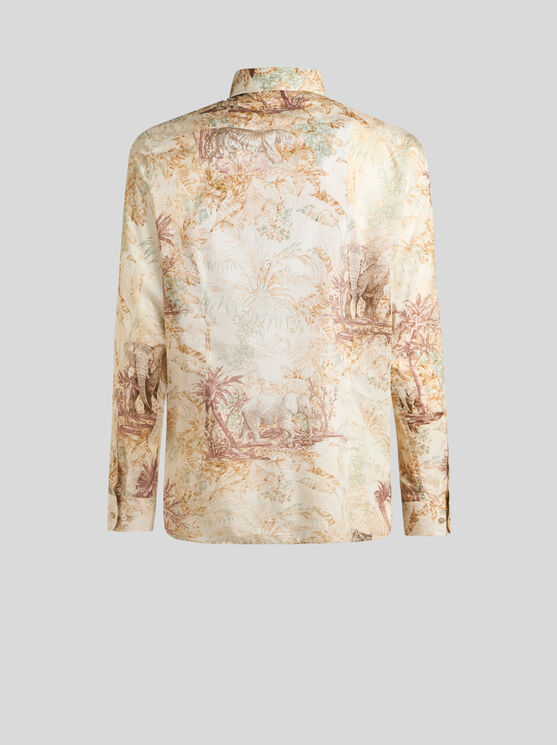 Etro Safari-print Cotton Shirt In Beige