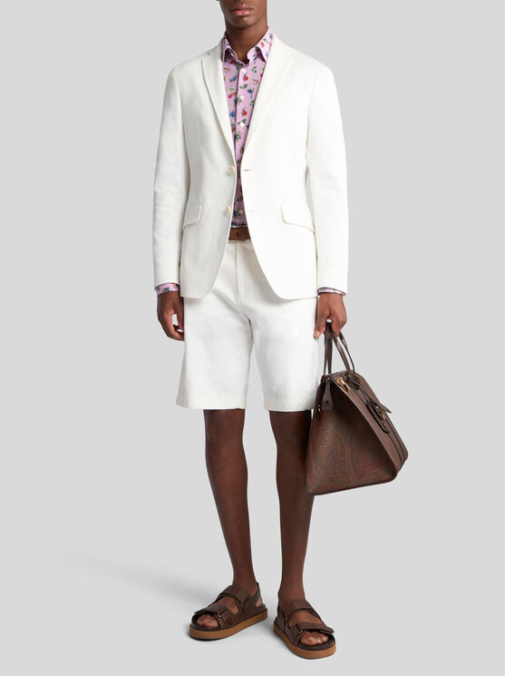 Etro Micro-striped Shirt With Flowers In Pink
