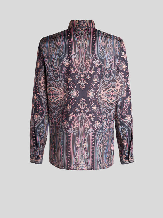 Shop Etro Paisley Shirt In Navy Blue