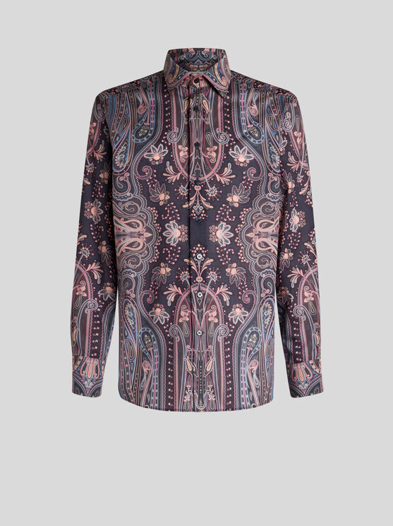 Shop Etro Paisley Shirt In Navy Blue