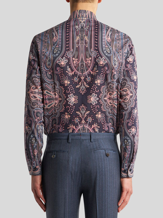 Shop Etro Paisley Shirt In Navy Blue