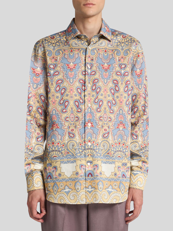 Etro Shirt With Decorative Placed Print In Beige
