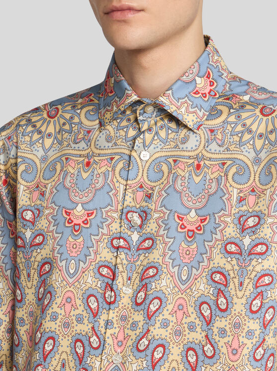 Etro Shirt With Decorative Placed Print In Beige