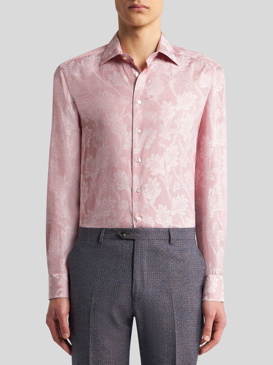 Shop Etro Striped Jacquard Shirt In Pink