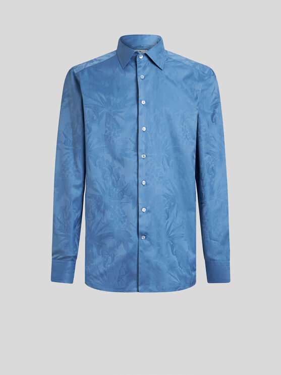 Shop Etro Jacquard Shirt In Light Blue