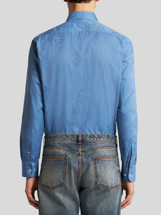 Shop Etro Jacquard Shirt In Light Blue