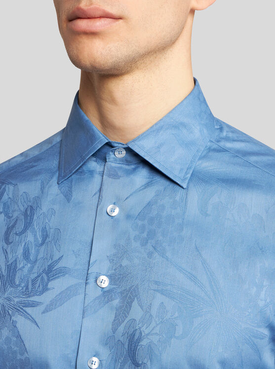 Shop Etro Jacquard Shirt In Light Blue