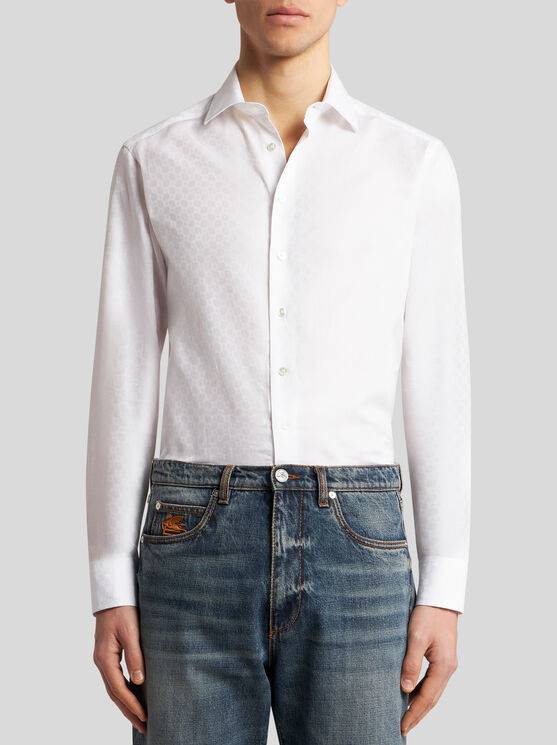 Etro Straight Shirt Long Sleeves Button Down Collar In White