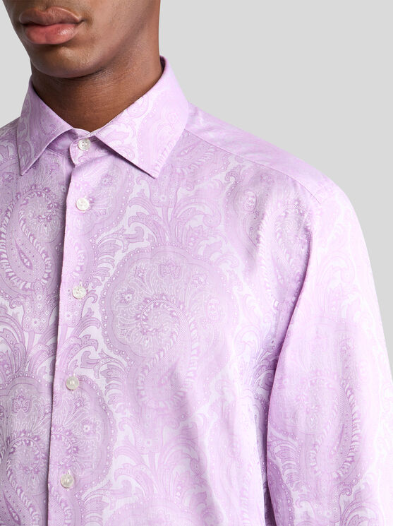 Etro , Roma Cotton Shirt, Man, Purple, Size 45 In Purple