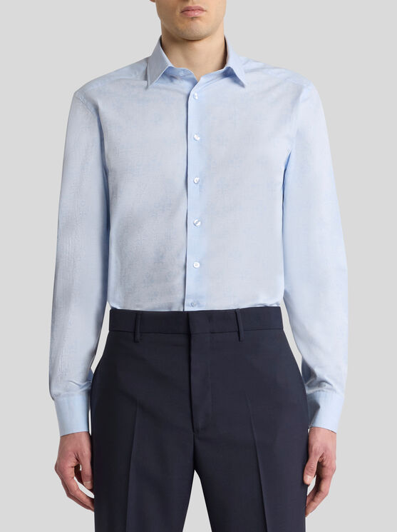 Etro Floral Jacquard Shirt In Blue
