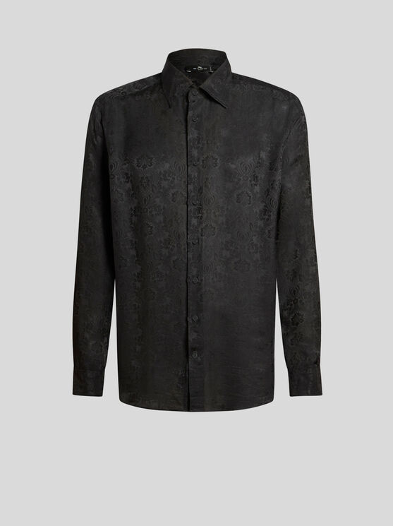 Shop Etro Silk Jacquard Shirt In Black