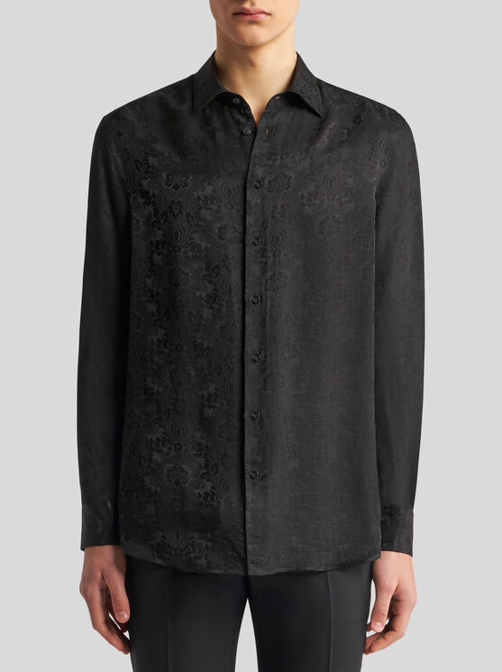 Shop Etro Silk Jacquard Shirt In Black