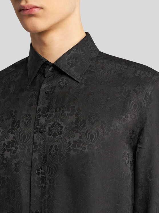 Shop Etro Silk Jacquard Shirt In Black