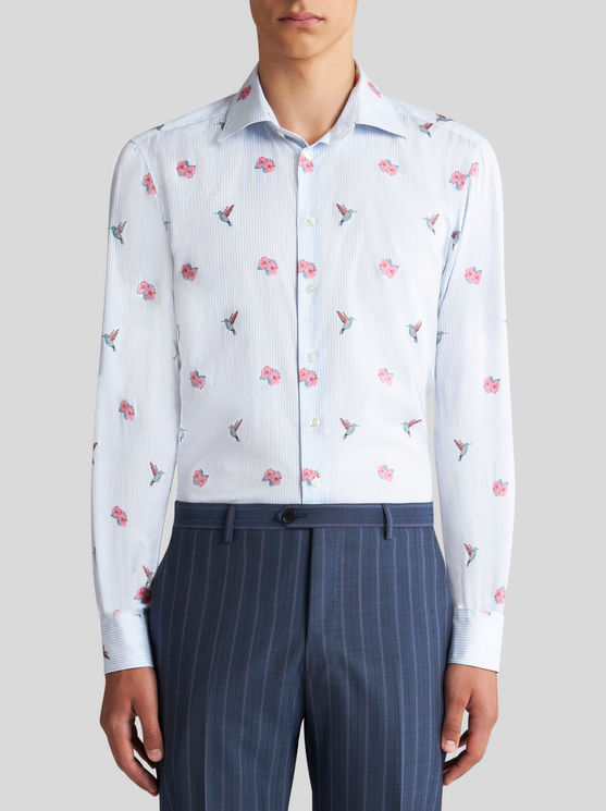 Shop Etro Striped And Jacquard-patterned Shirt In White