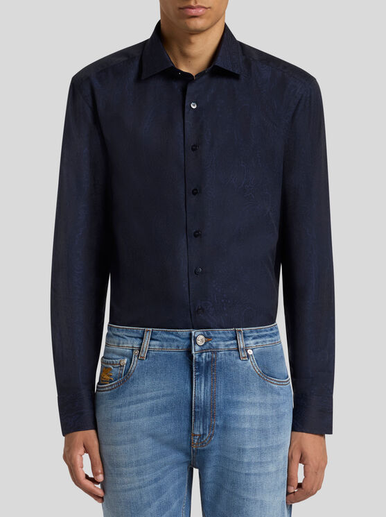 Etro Paisley Jacquard Shirt In Blue
