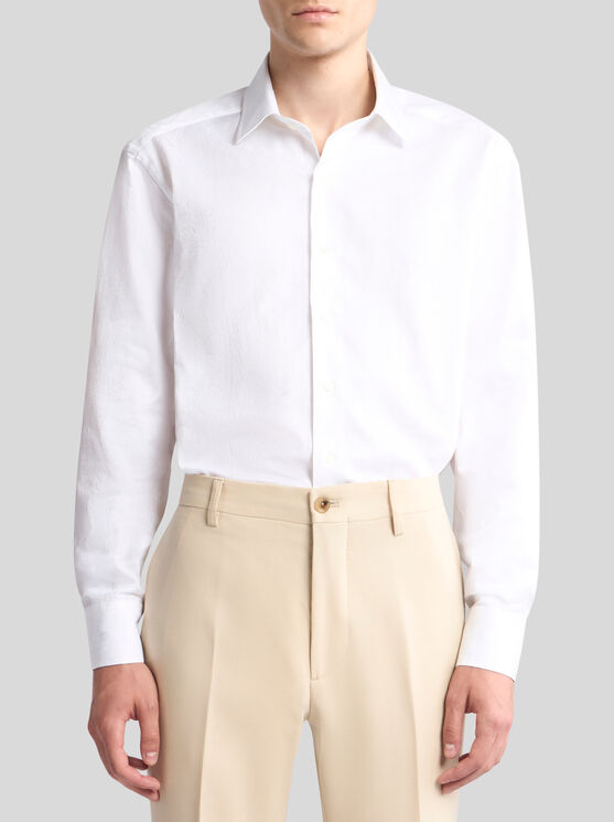 Etro Long-sleeve Cotton Shirt In Weiss