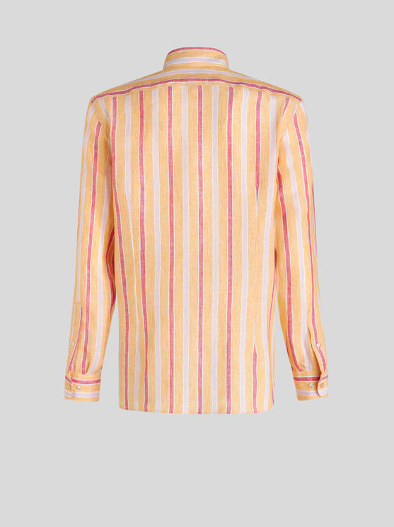 Shop Etro Striped Shirt With Logo In Orange