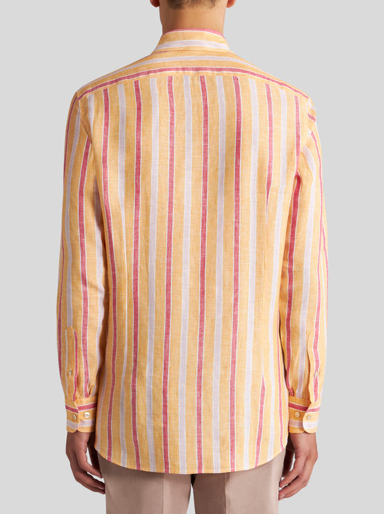 Shop Etro Striped Shirt With Logo In Orange