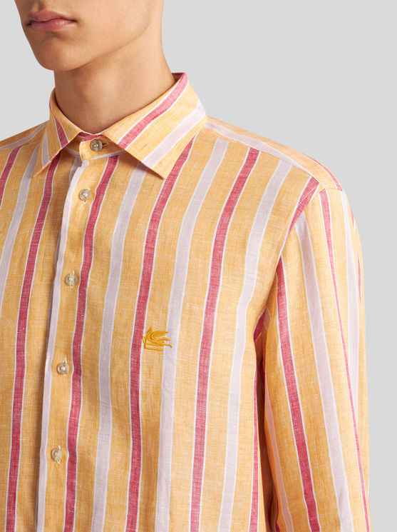 Shop Etro Striped Shirt With Logo In Orange