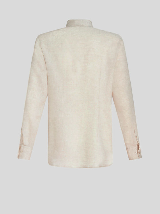 Shop Etro Leinenhemd Mit Logo In Beige